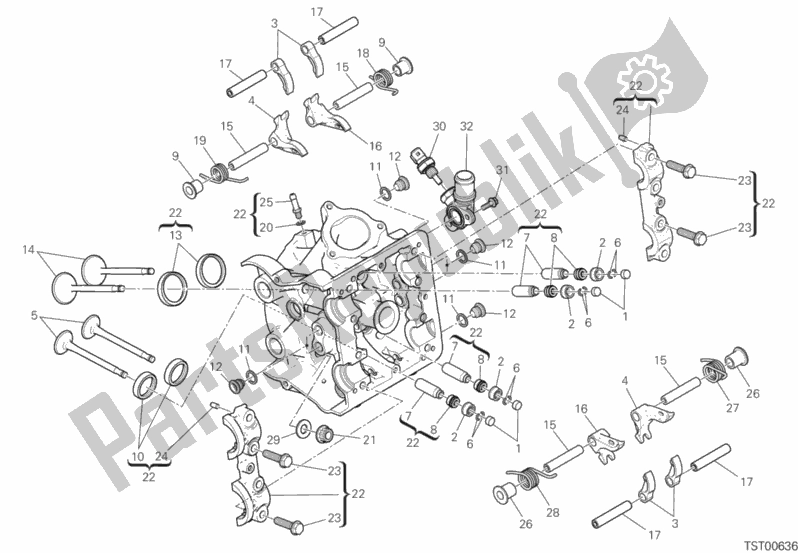 Todas las partes para Cabeza Horizontal de Ducati Hypermotard 950 USA 2019